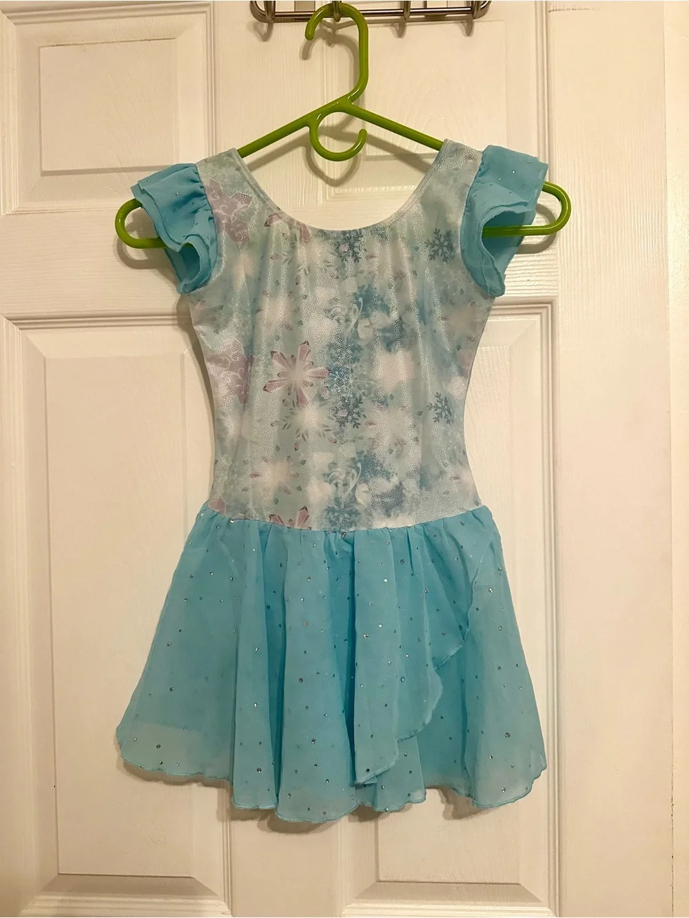 Arshiner Girls' Sparkle Snowflake Leotard/Skating Dress - Light Blue
